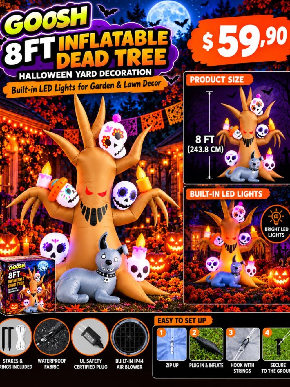 GOOSH 8ft Inflatable Halloween Dead
